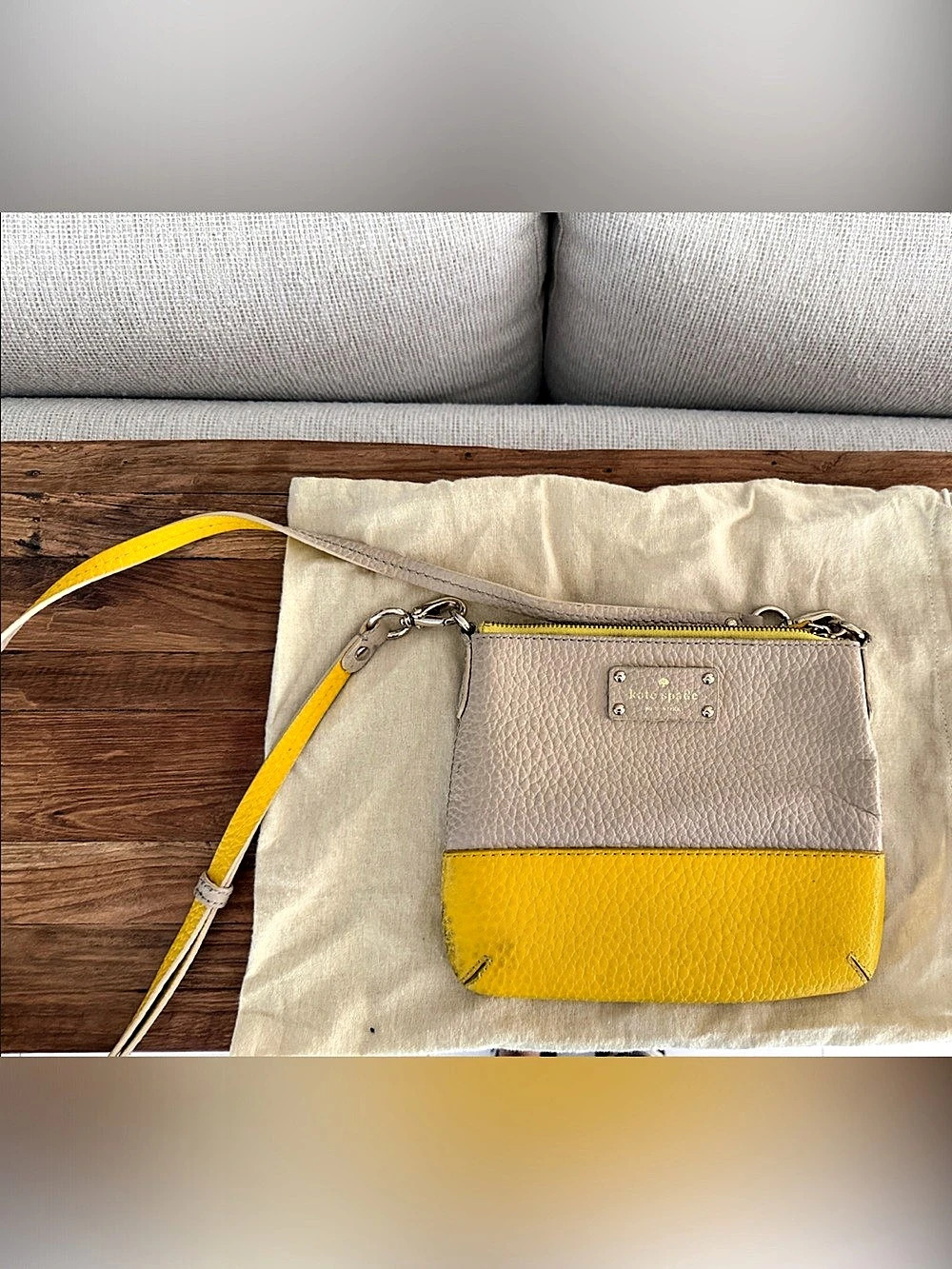 kate spade new york Jackson Top Zip Crossbody Bag Yellow & Beige